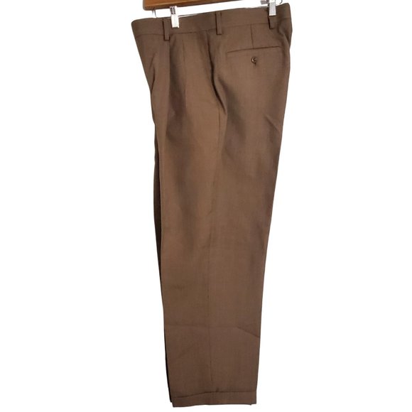 Louis Raphael Men's Dress Pants Size 32W x 30L Beige Cuffed Front Pleated - Picture 3 of 13